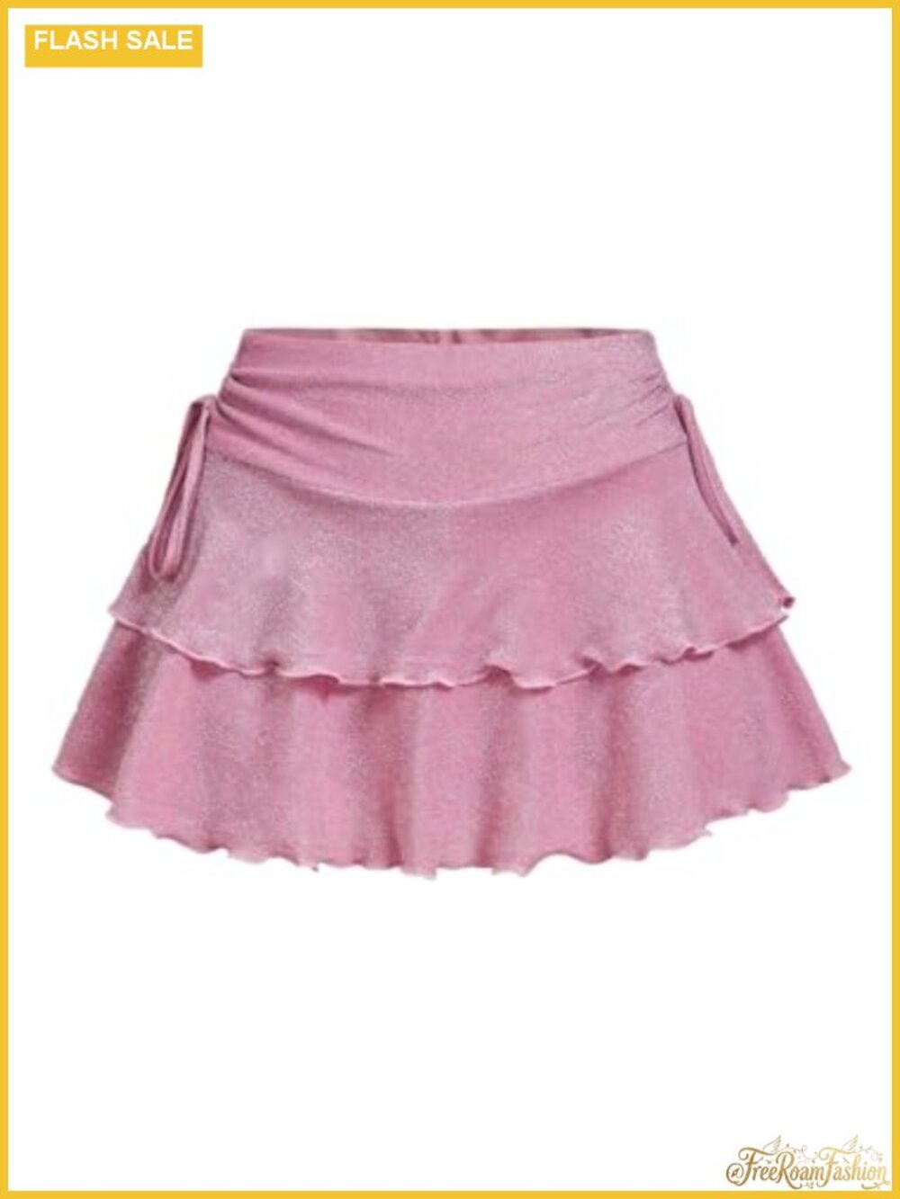 Glitter Ruffle Layered Mini Skirt with Built-in Shorts
